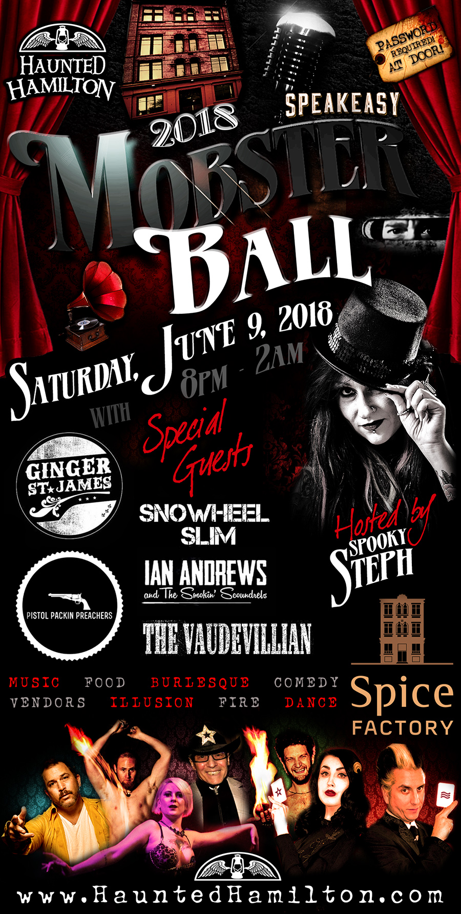 2018 MOBSTER BALL with Haunted Hamilton at The Spice Factory hosted by "Spooky Steph" | Saturday, June 9, 2018 | 121 Hughson St. N. Hamilton, Ontario